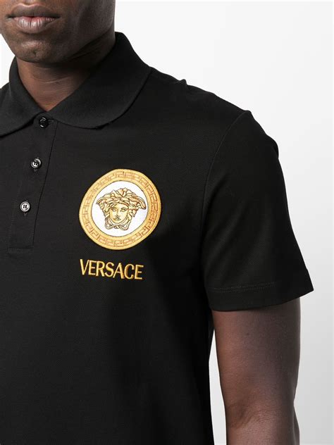 versace polo black half logo|versace polo shirt price.